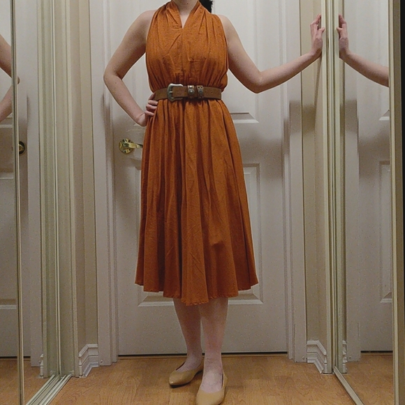 NWOT Rusty orange halter neck midi dress - Picture 1 of 3